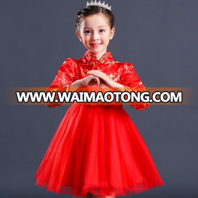 In Stock Children New Year Costumes Chinese Clothing Manufacturers Girls Long Sleeve Party Dress